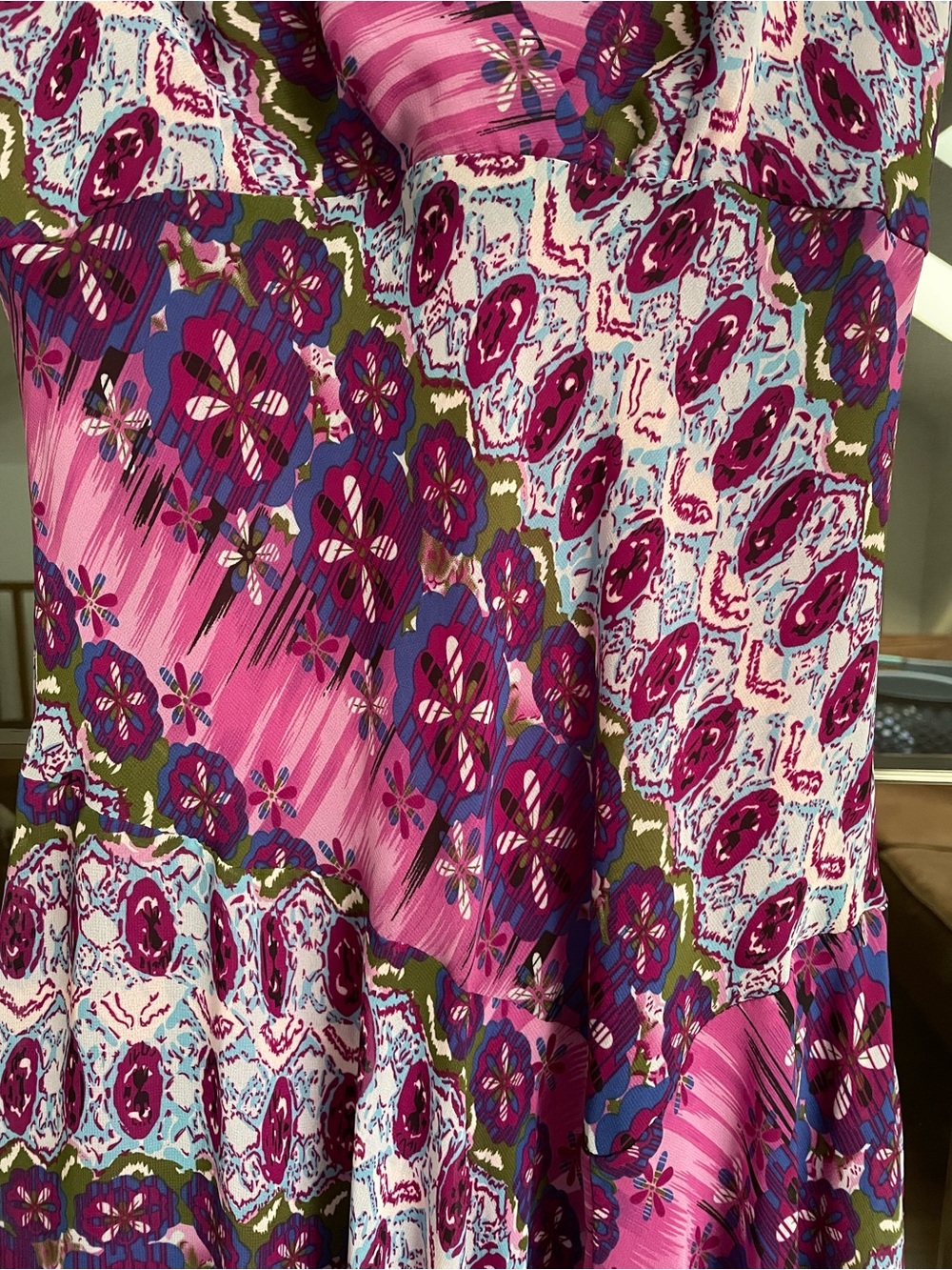 Rabbit Rabbit Rabbit Purple Patterned Asymmetrical V-Neck Dress - Picture 2 of 4